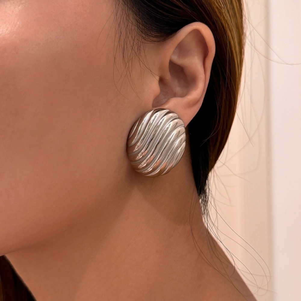 Silver Statement Earrings*Round Oval Earrings *Tarnish Free Earrings*Old Money